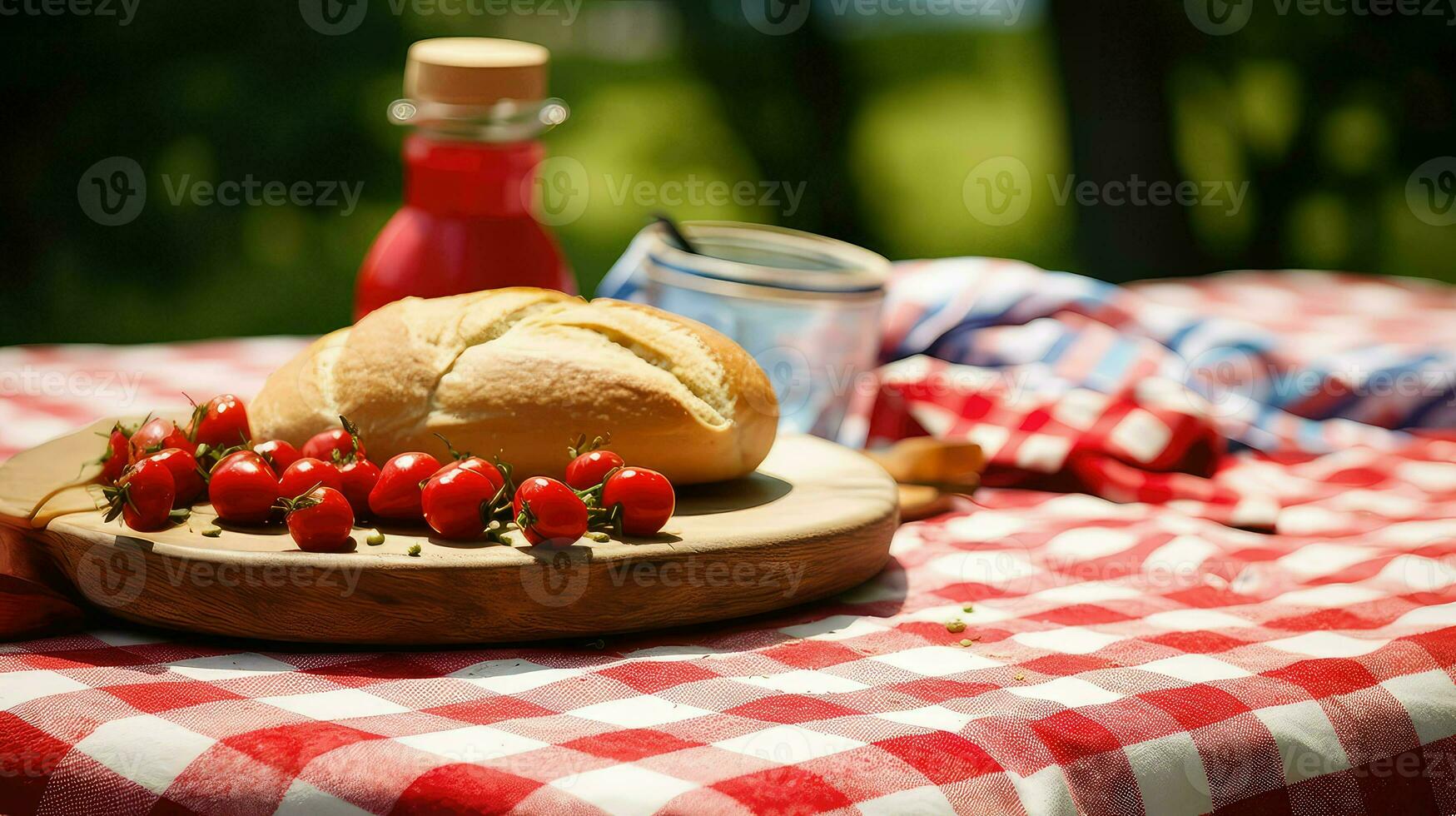 AI generated party tablecloth picnic food photo