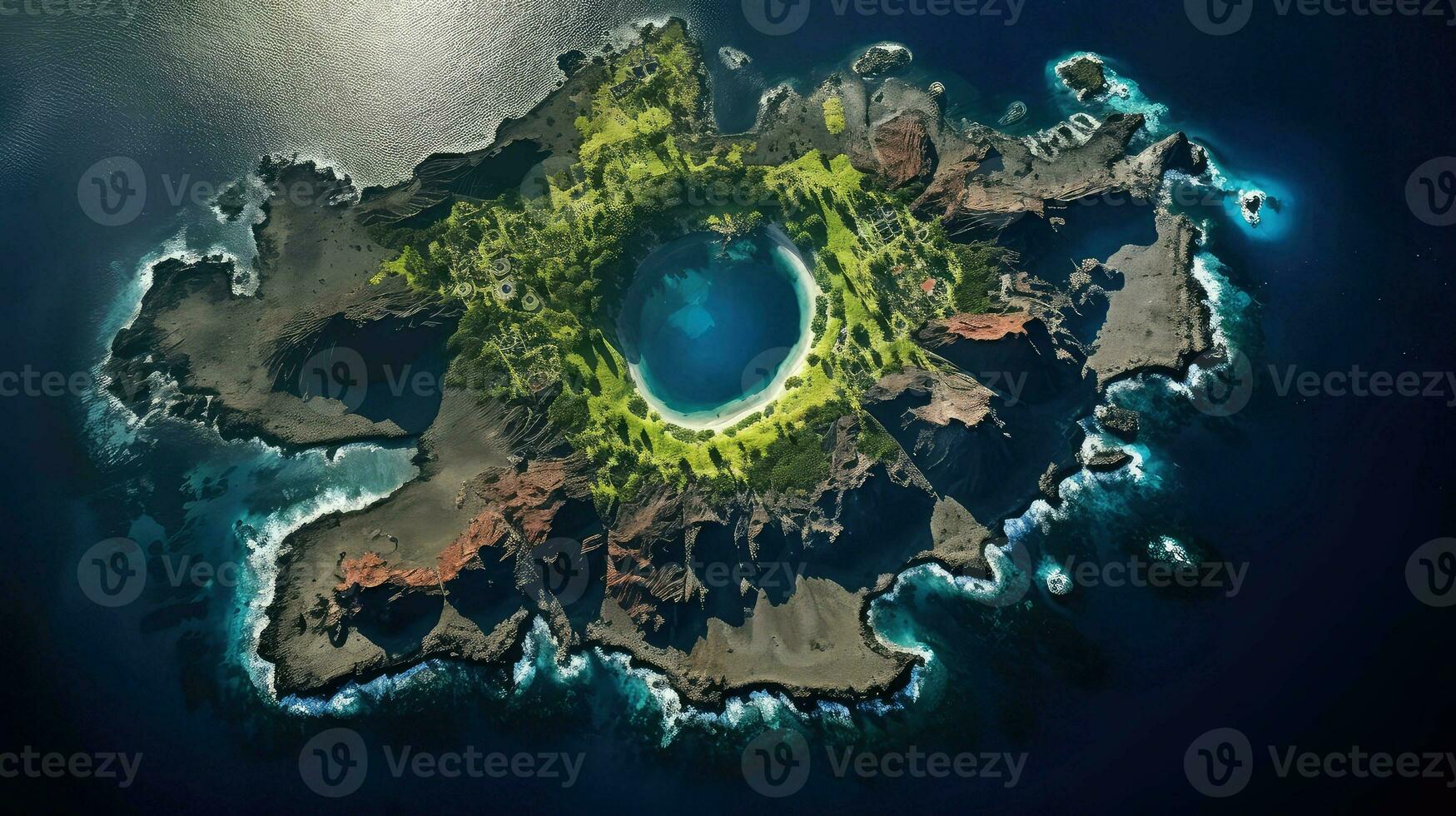 AI generated crater volcanic island landscape photo