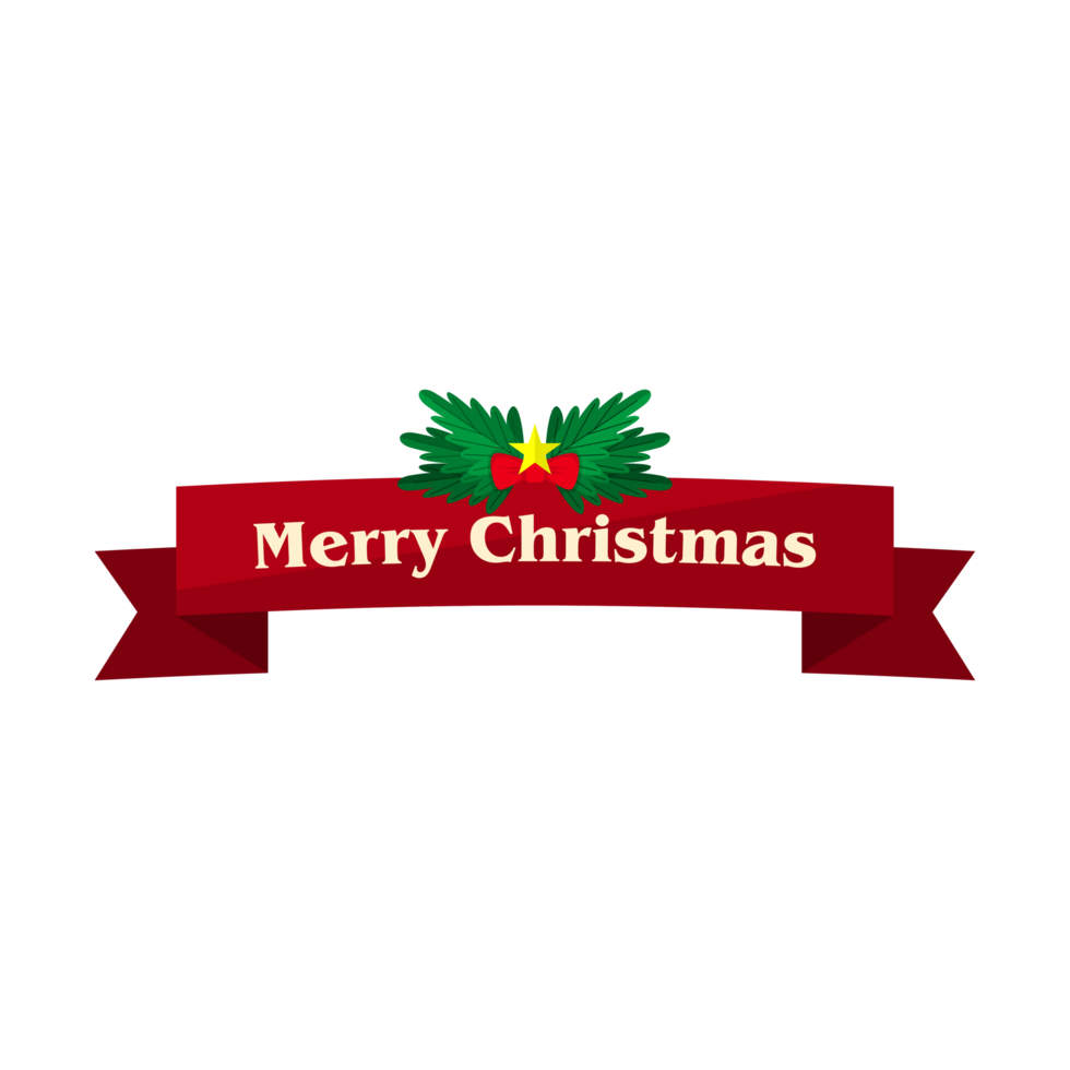 Christmas red ribbon design with transparent background png