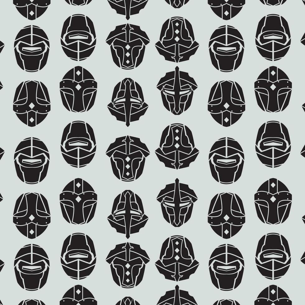Medieval helmet icons Pattern background Vector illustration