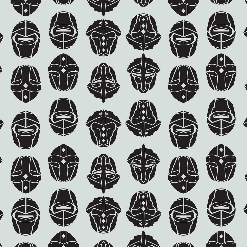 Medieval helmet icons Pattern background Vector illustration