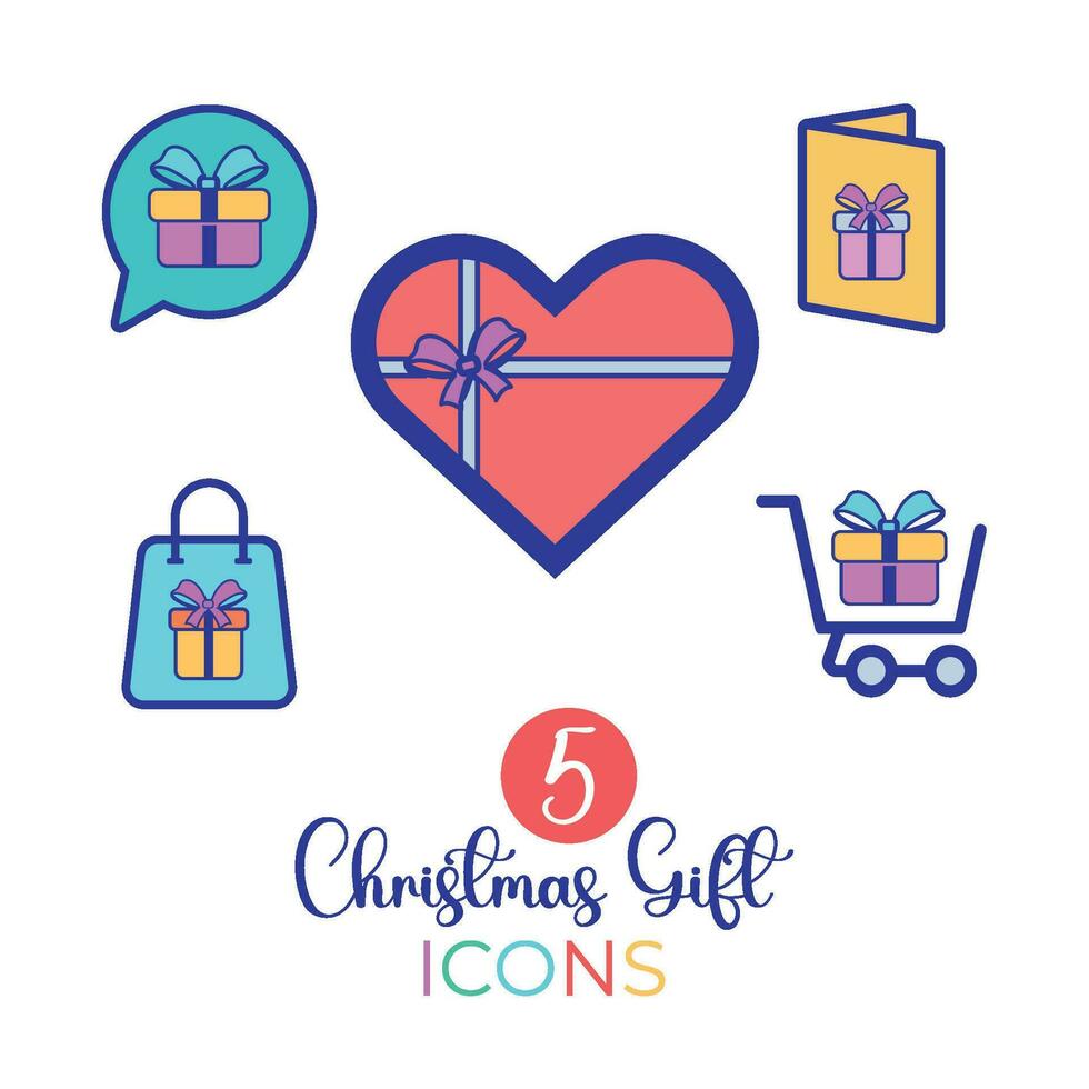 Set of christmas presents icons Vector illustration