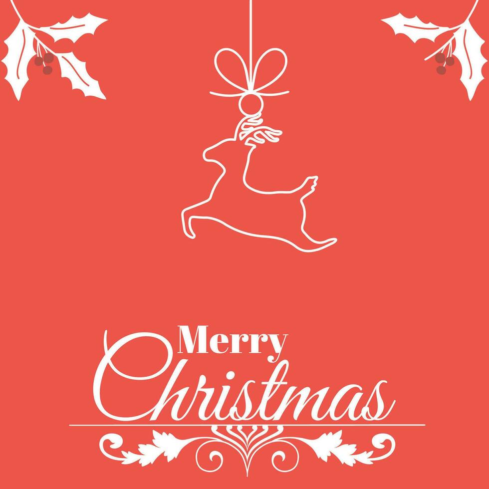 Merry christmas greeting card Flat design Vector illustration