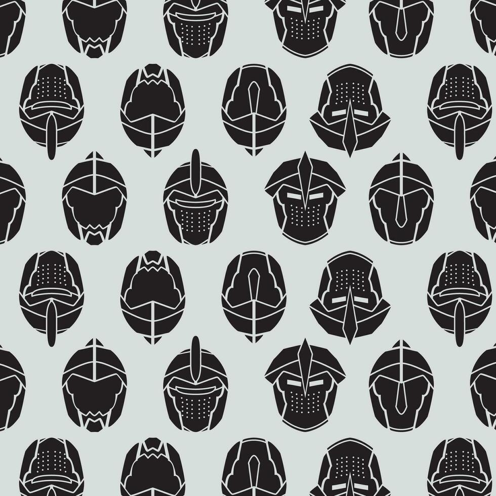 Medieval helmet icons Pattern background Vector illustration