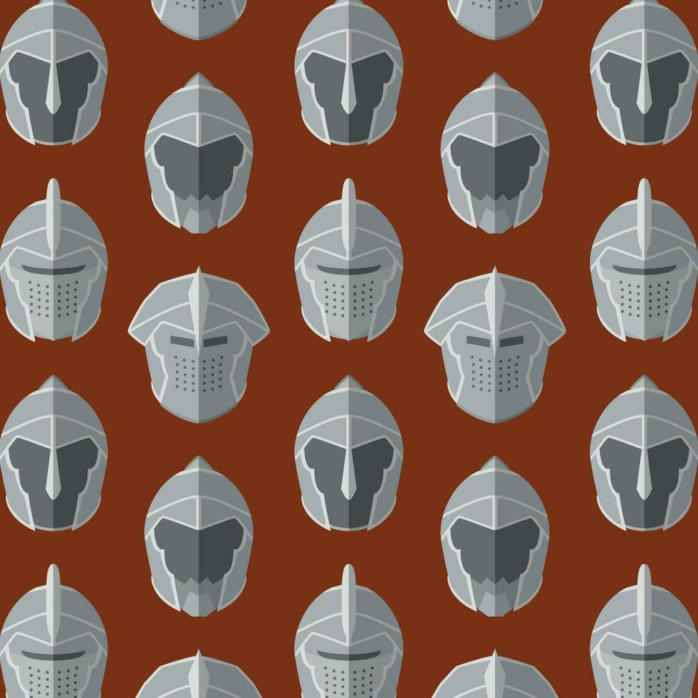 Medieval helmet icons Pattern background Vector illustration