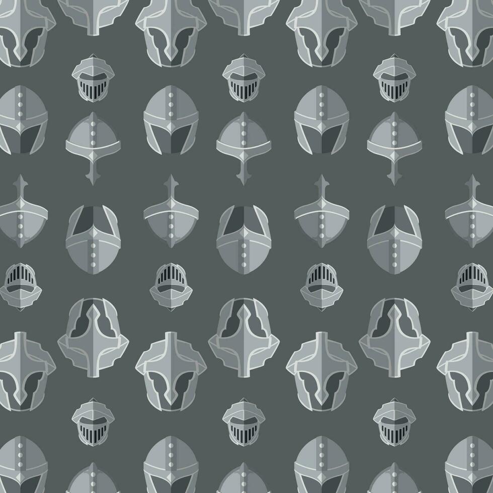 Medieval helmet icons Pattern background Vector illustration