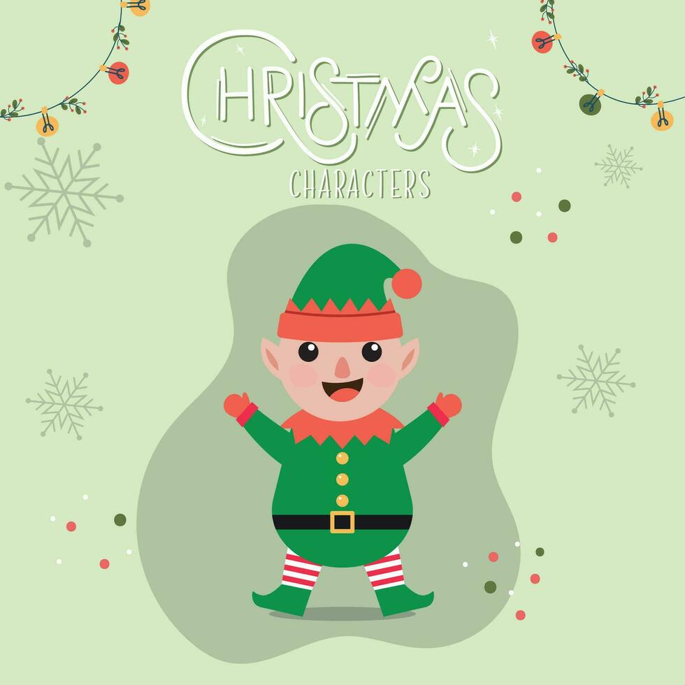 Elf cartoon kawaii Christmas characters Vector illustration