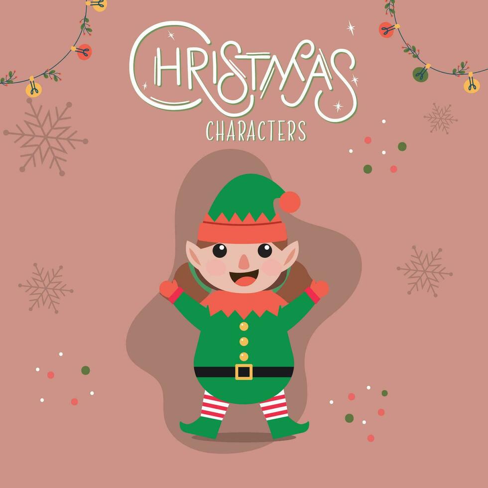 Elf cartoon kawaii Christmas characters Vector illustration