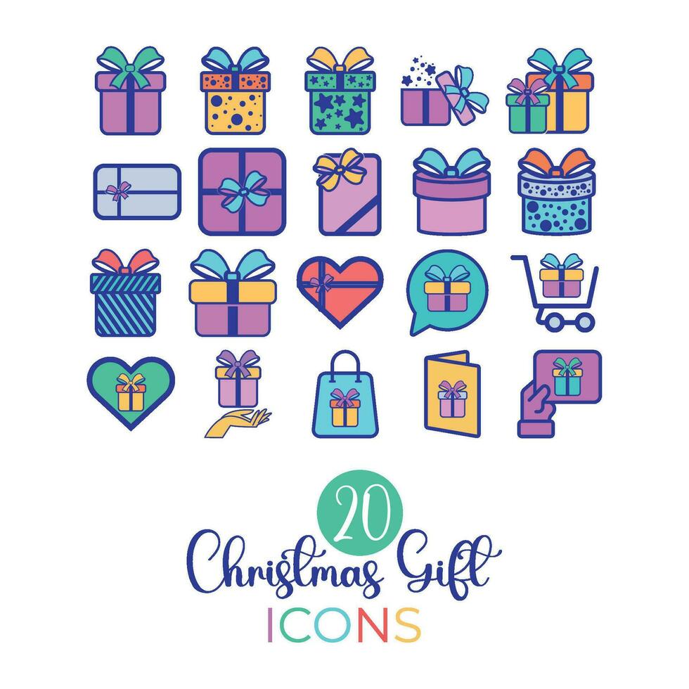 Set of christmas presents icons Vector illustration