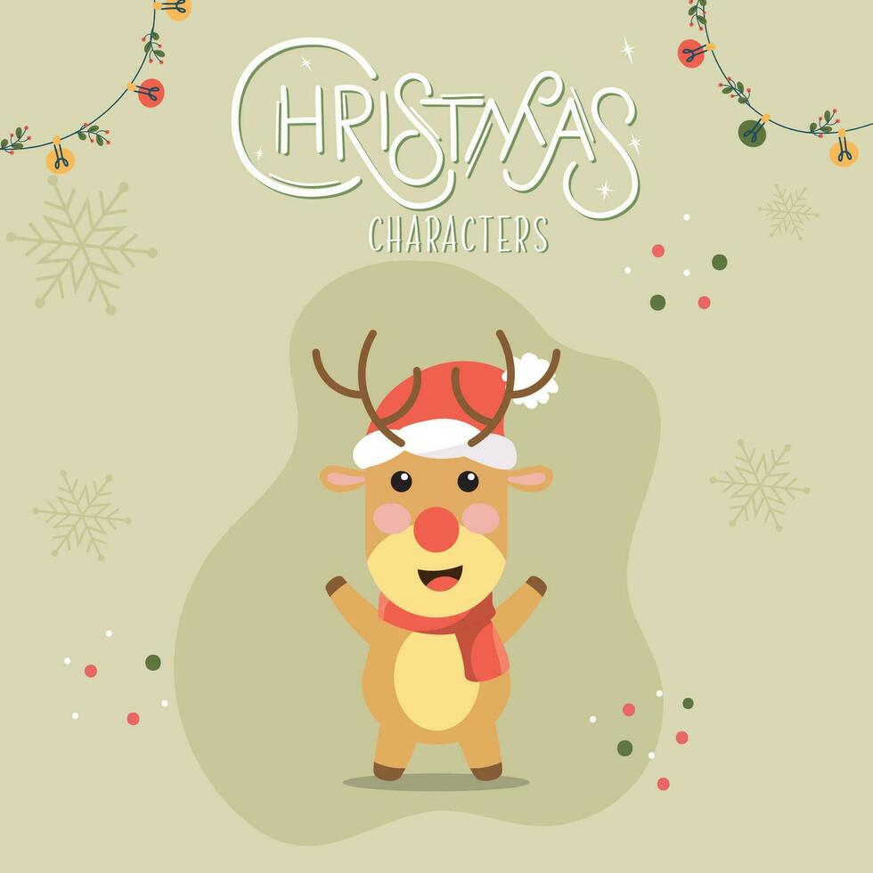 Isolated reindeer cartoon kawaii Christmas characters Vector illustration