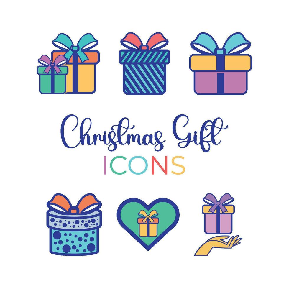 Set of christmas presents icons Vector illustration