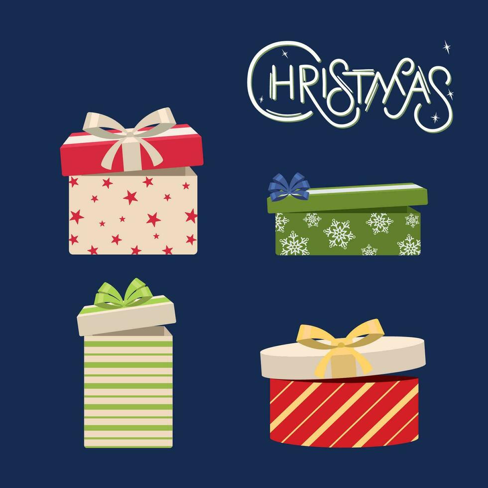 Set of christmas present icons Vector illustration