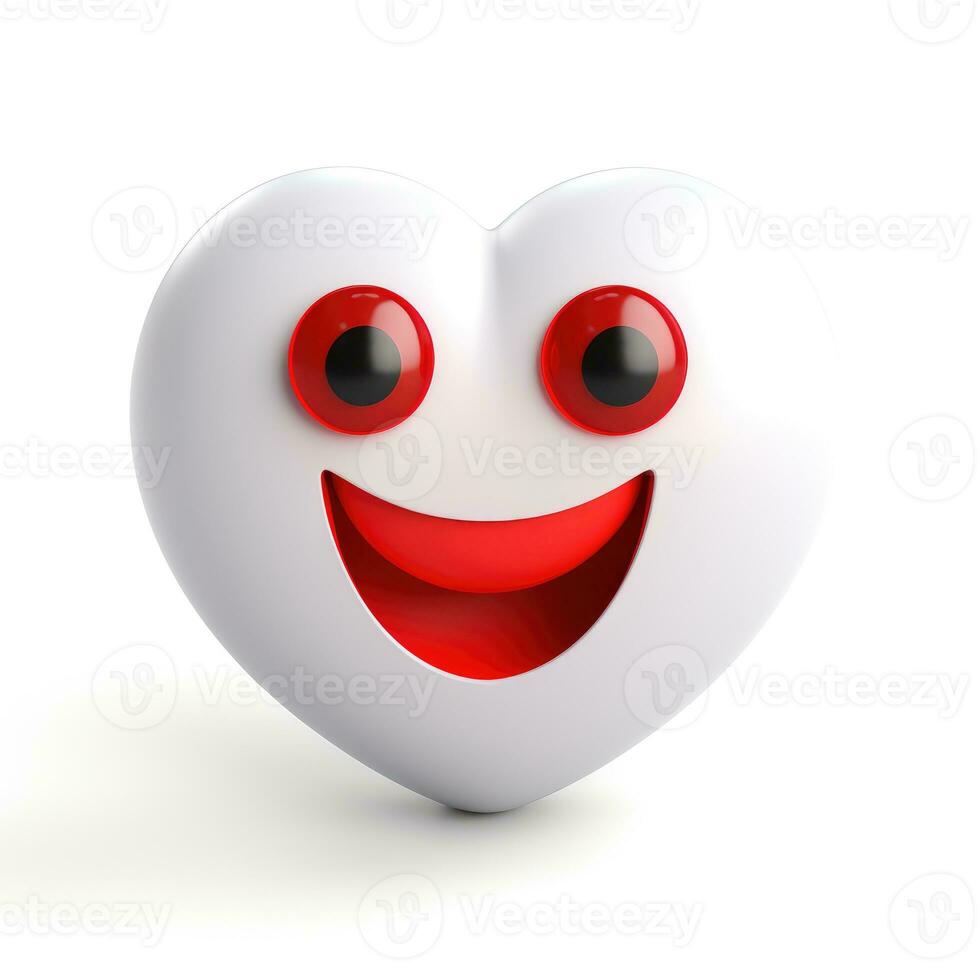 AI generated Smiling heart isolated on white background photo