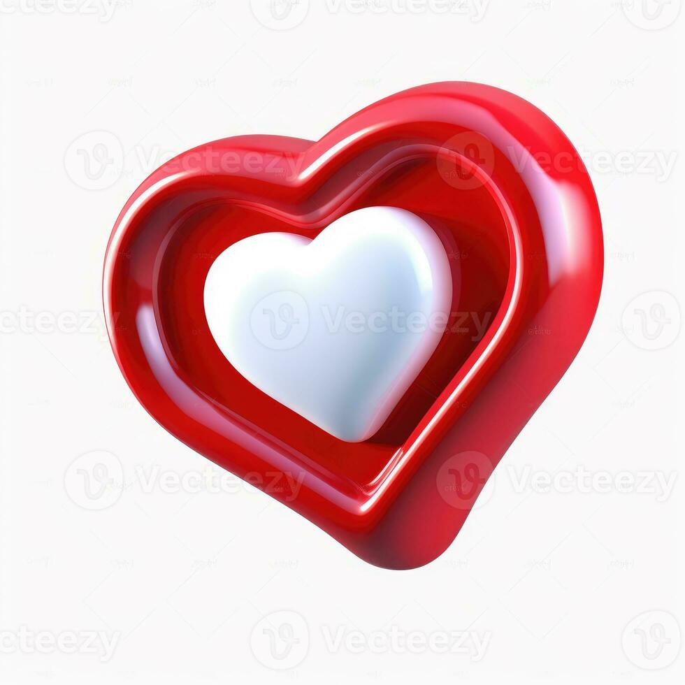 AI generated Heart icon on white background photo
