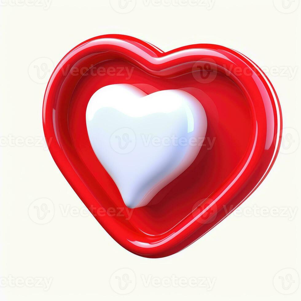 AI generated Heart icon on white background photo