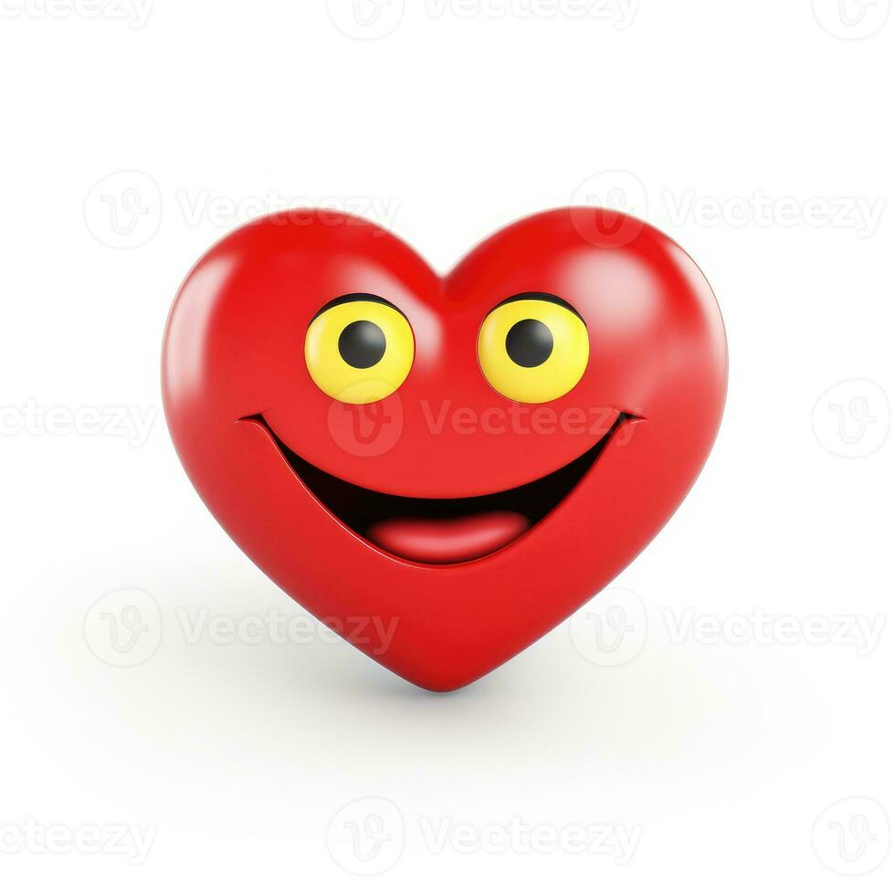 AI generated Cartoon style red heart emoji isolated white background photo