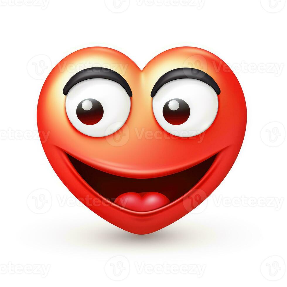 AI generated Smiling red heart with eyes isolated on white background photo