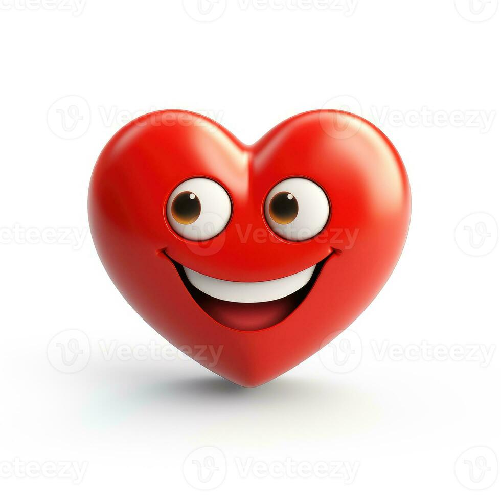 AI generated Cartoon style red heart emoji isolated white background photo