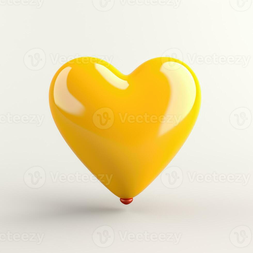 AI generated Yellow heart emoji with smiley face on white background photo