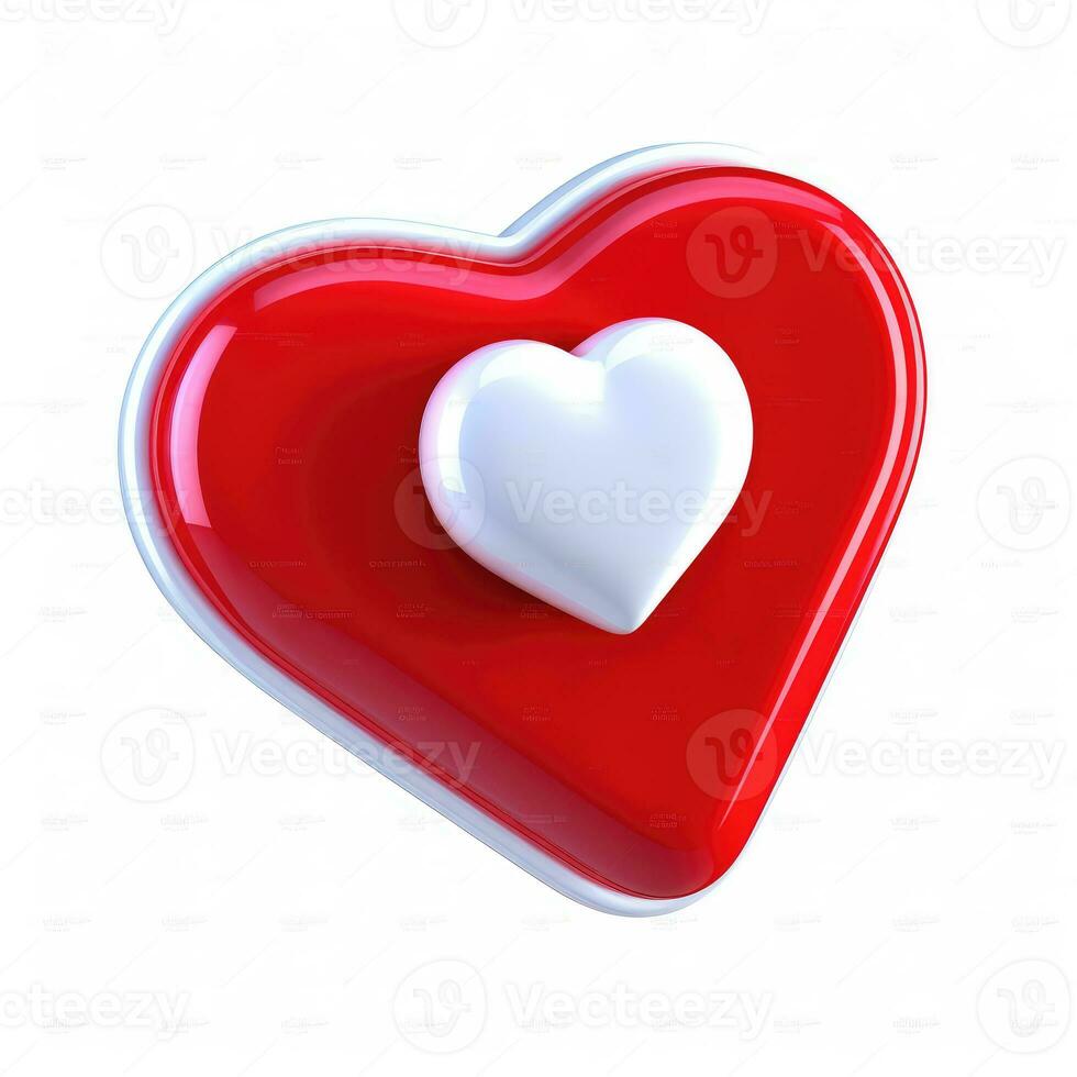 AI generated Heart icon on white background photo