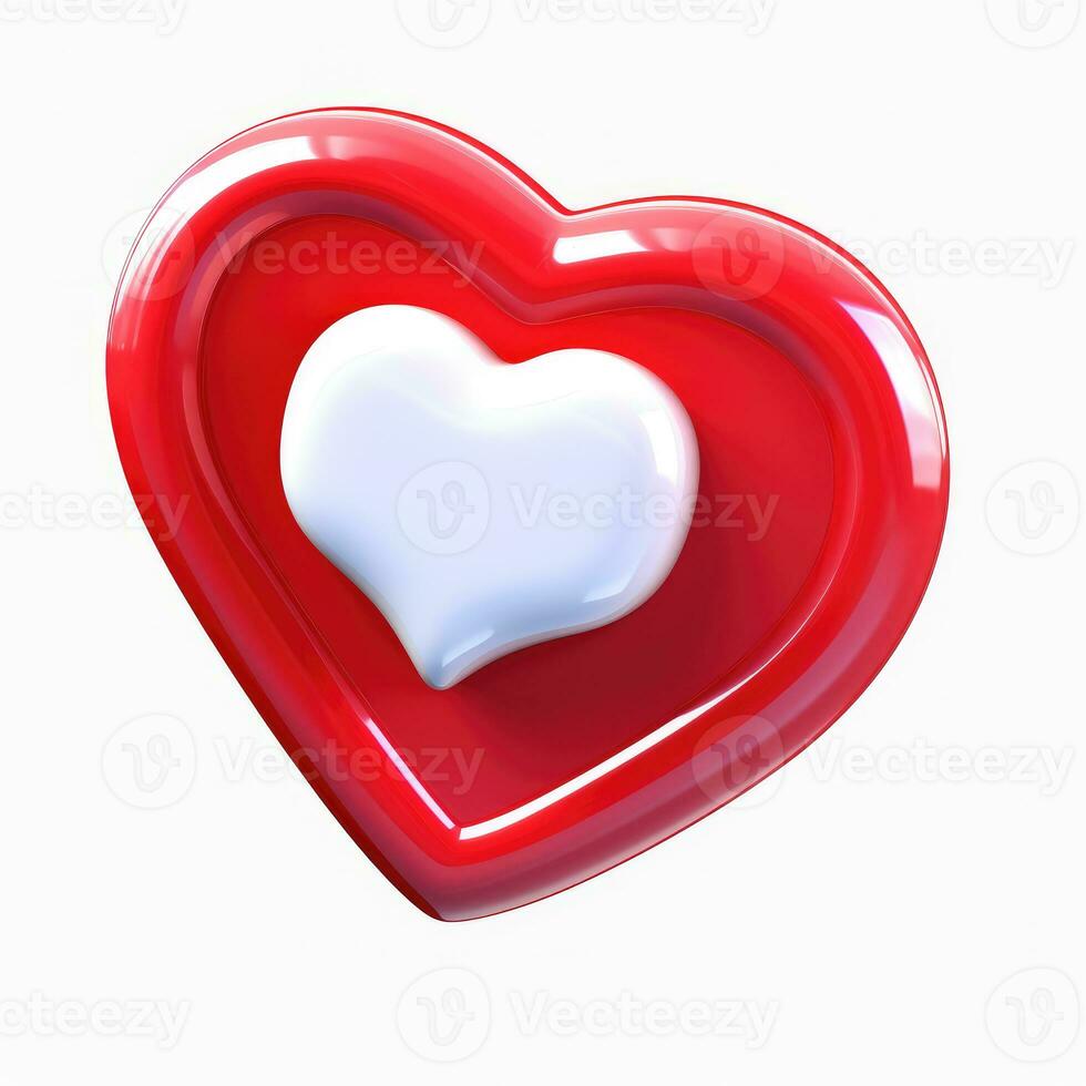 AI generated Heart icon on white background photo