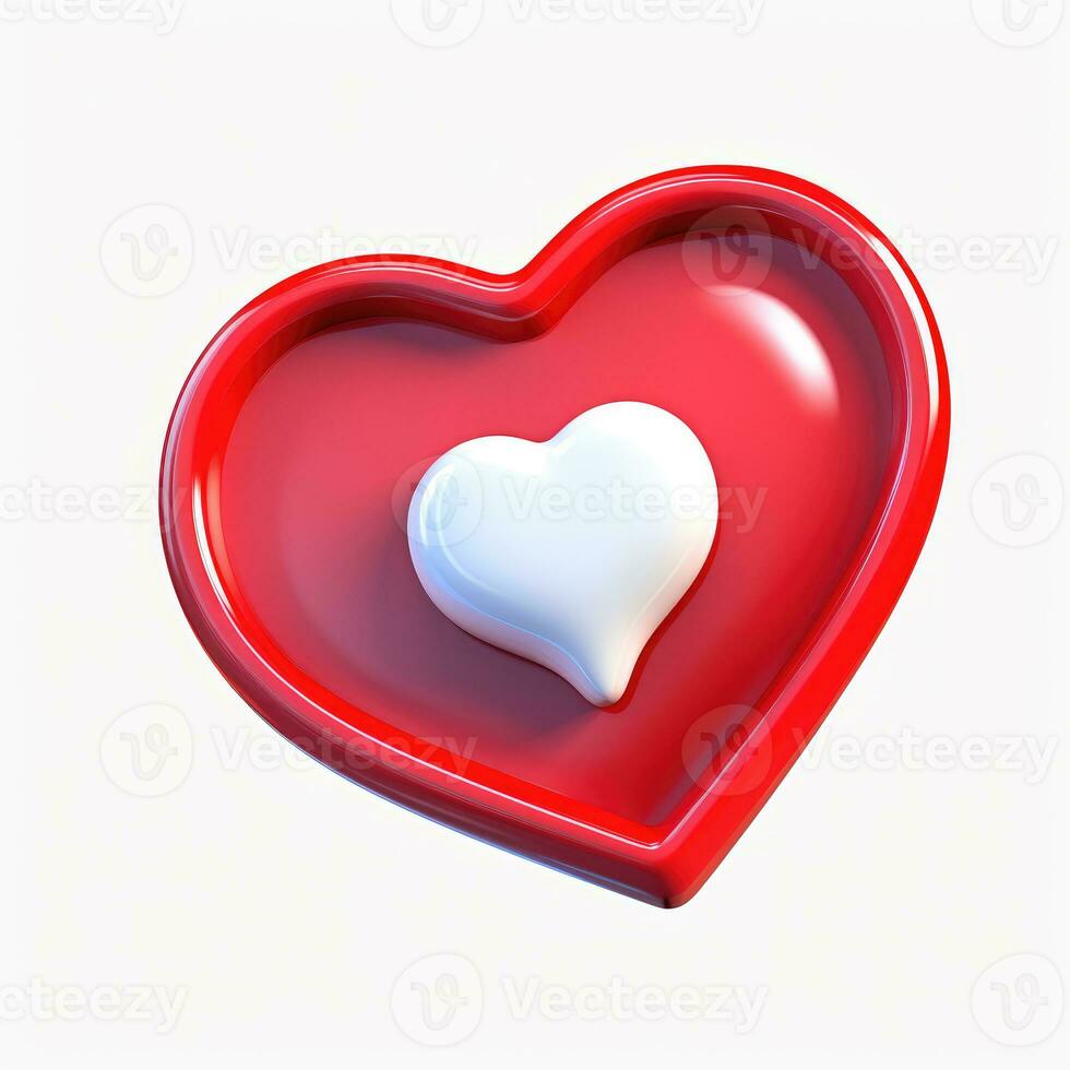 AI generated Heart icon on white background photo