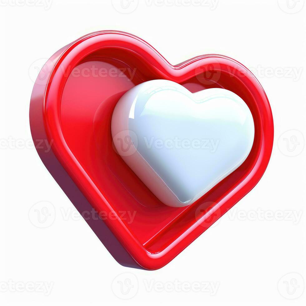 AI generated Heart icon on white background photo