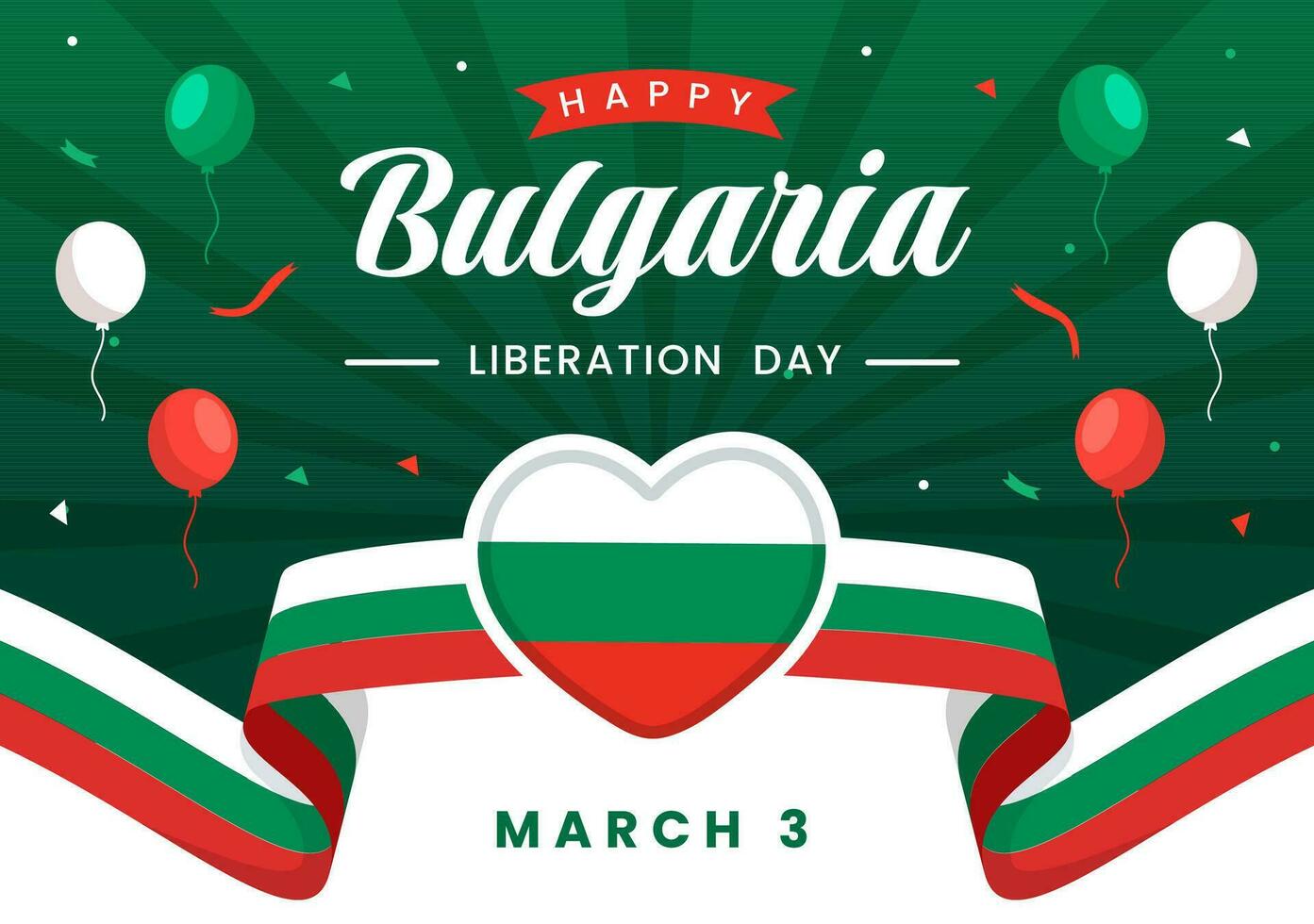 Happy Bulgaria Liberation Day Vector Illustration on March 3 with Bulgarian Flag and Ribbon in National Holiday Flat Cartoon Background Design