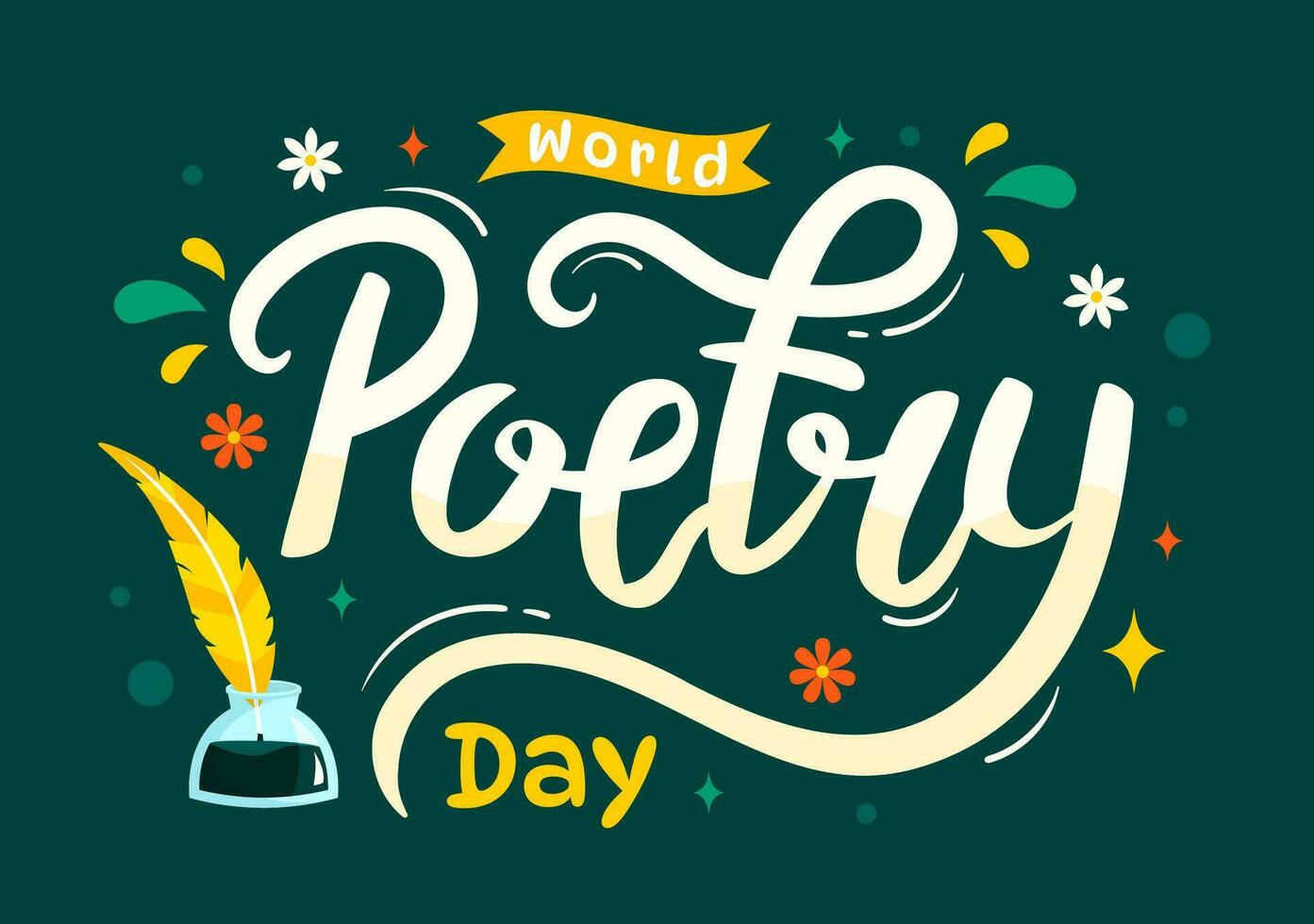 World Poetry Day Vector Illustration on March 21 with a Quill, Ink, Paper, Typewriter and Book to Writing in Literature Flat Cartoon Background