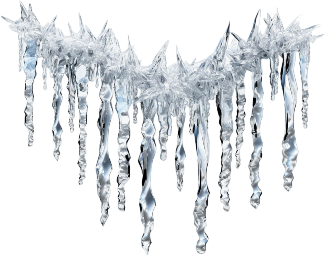 AI generated Hanging translucent icicles with snow png