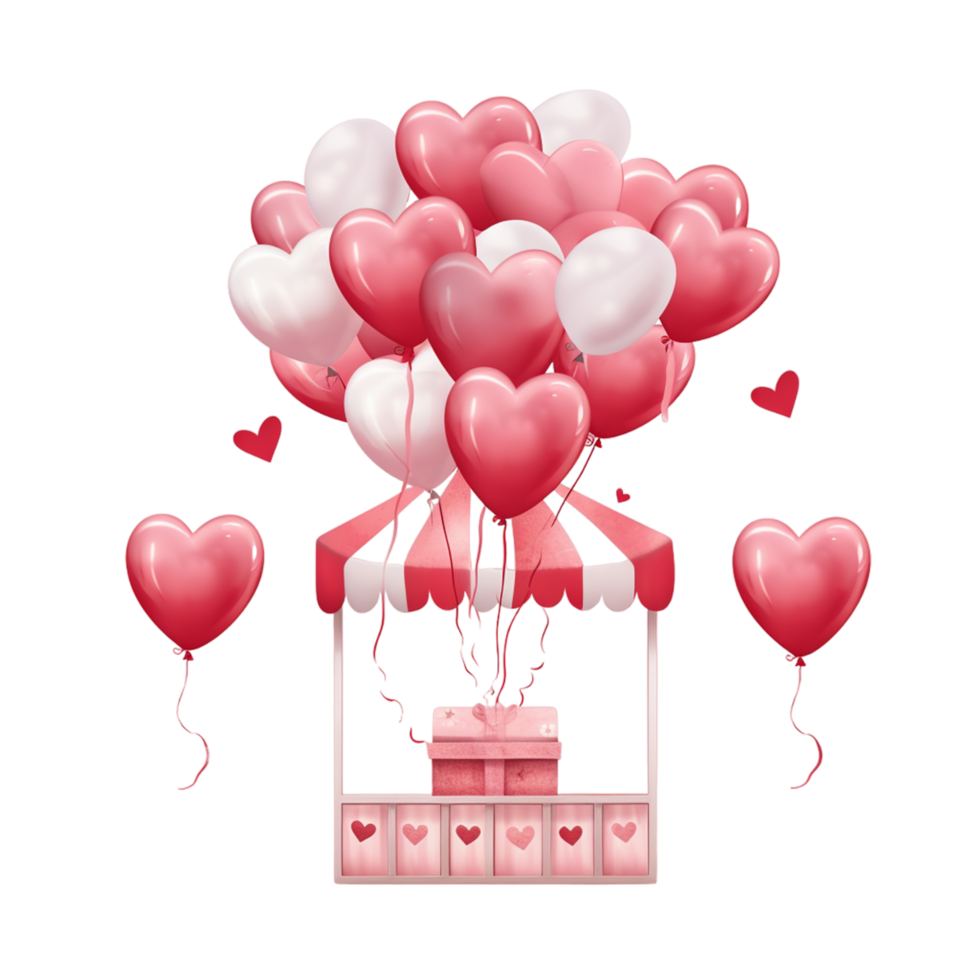 AI generated Balloon Gift Box png
