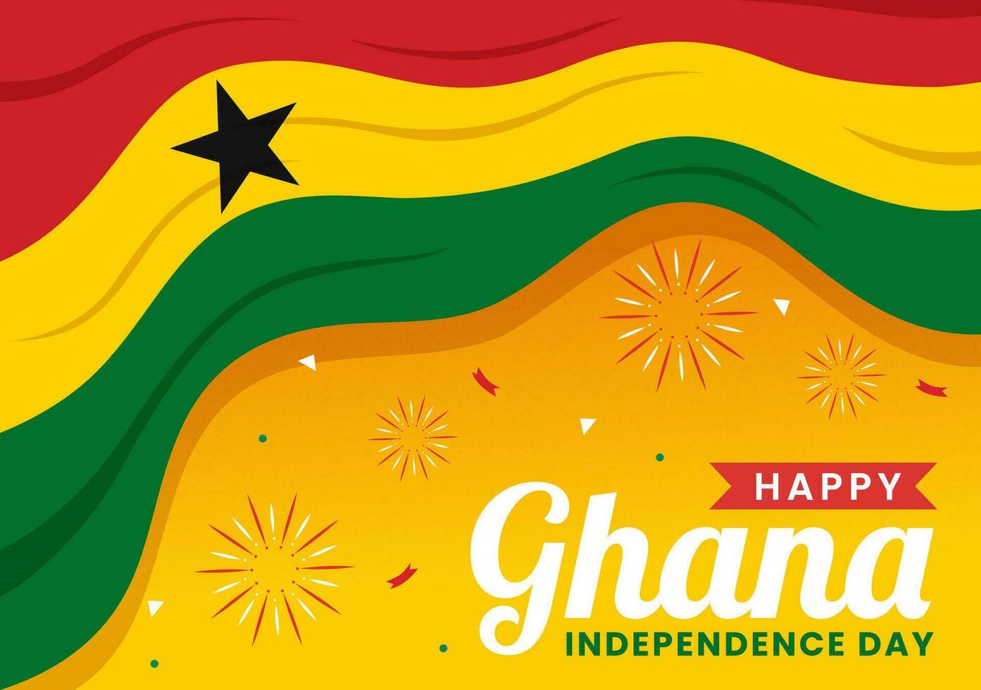 Ghana Independence Day Celebration Vector Illustration on March 6th with Waving Flag in National Holiday Flat Cartoon Background Design