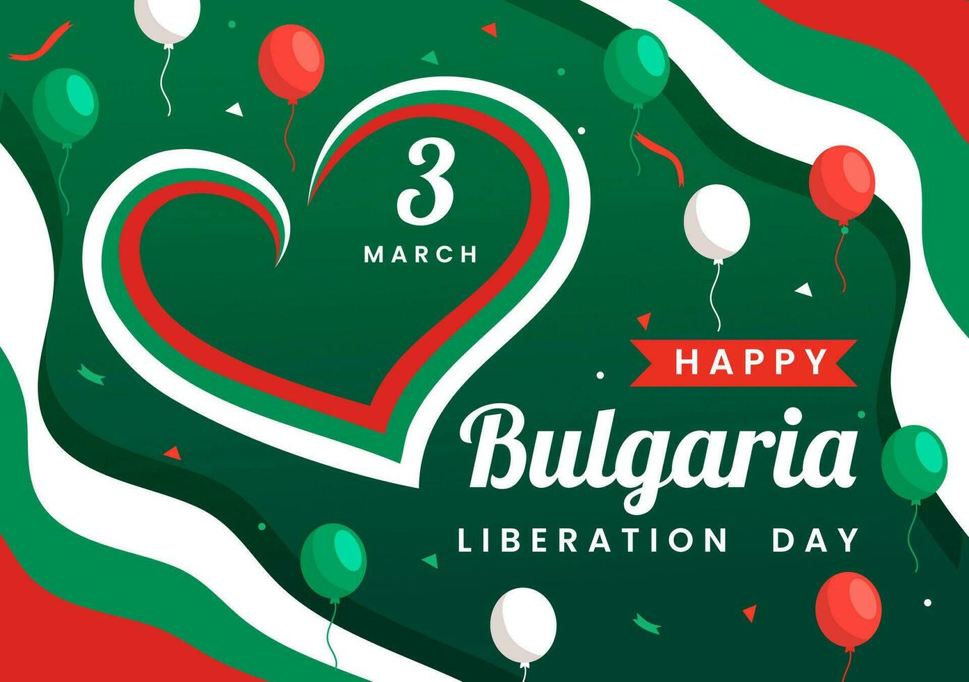 contento Bulgaria liberación día vector ilustración en marzo 3 con búlgaro bandera y cinta en nacional fiesta plano dibujos animados antecedentes diseño