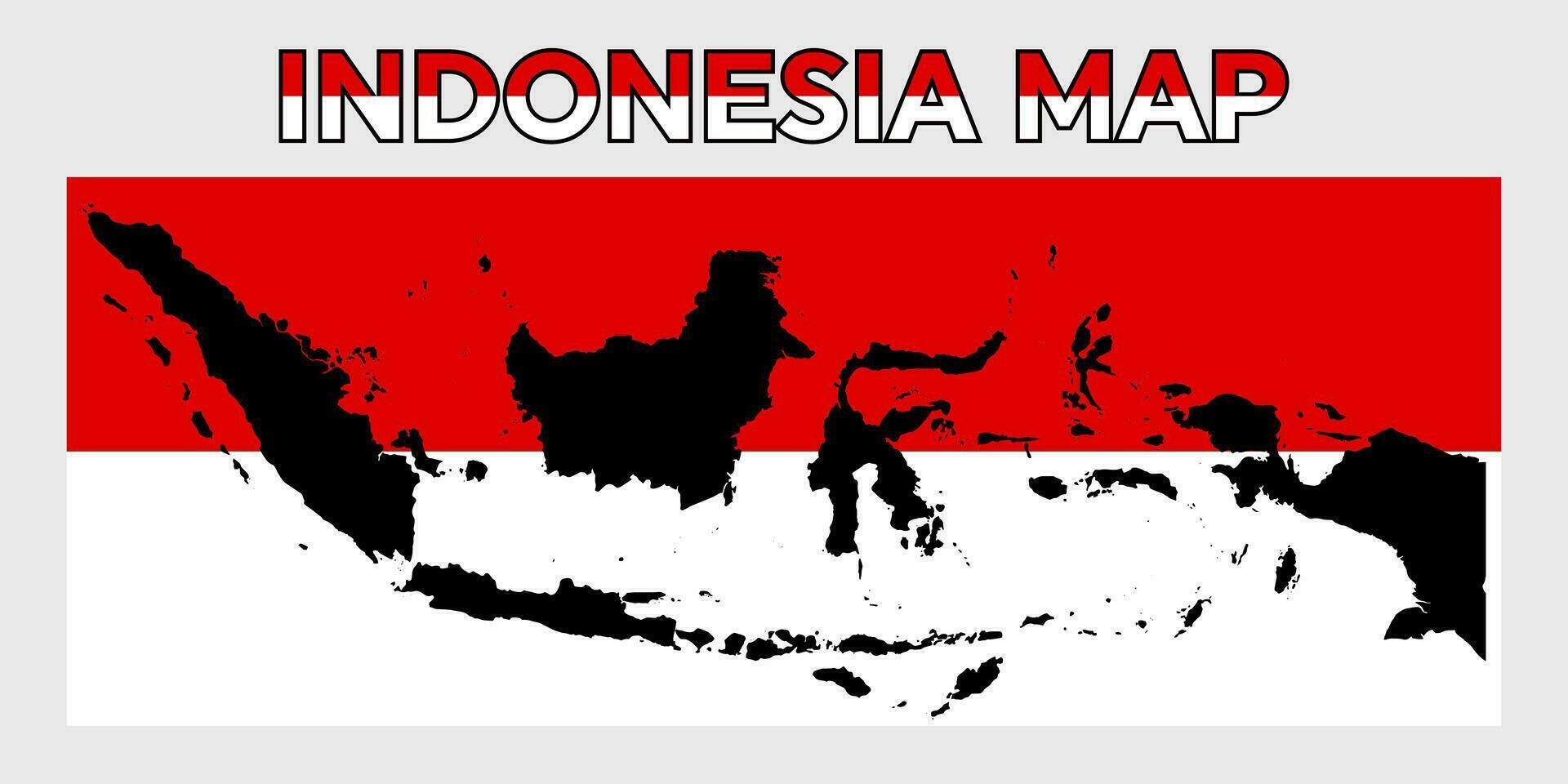 Black Indonesia map design with Indonesian republic flag background suitable for offices, banners, landing pages, backdrops and wallpapers. vector