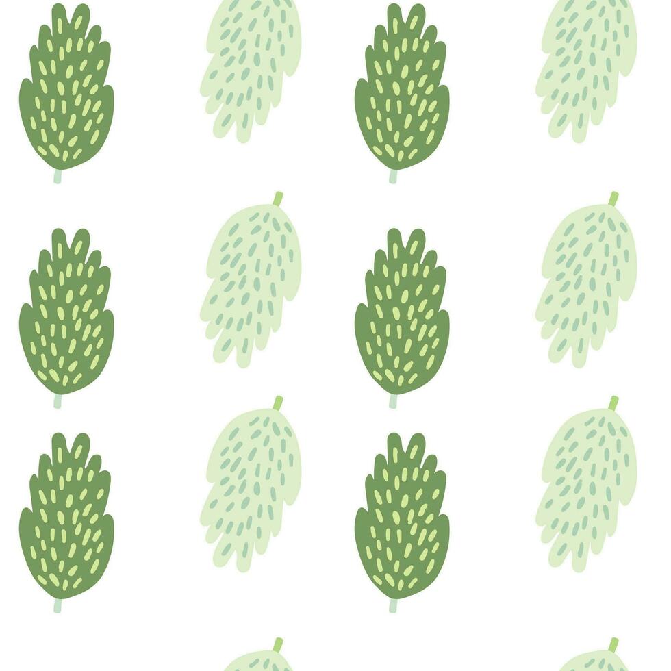 Artistic tree and foliage illustration in a repeating pattern. vector