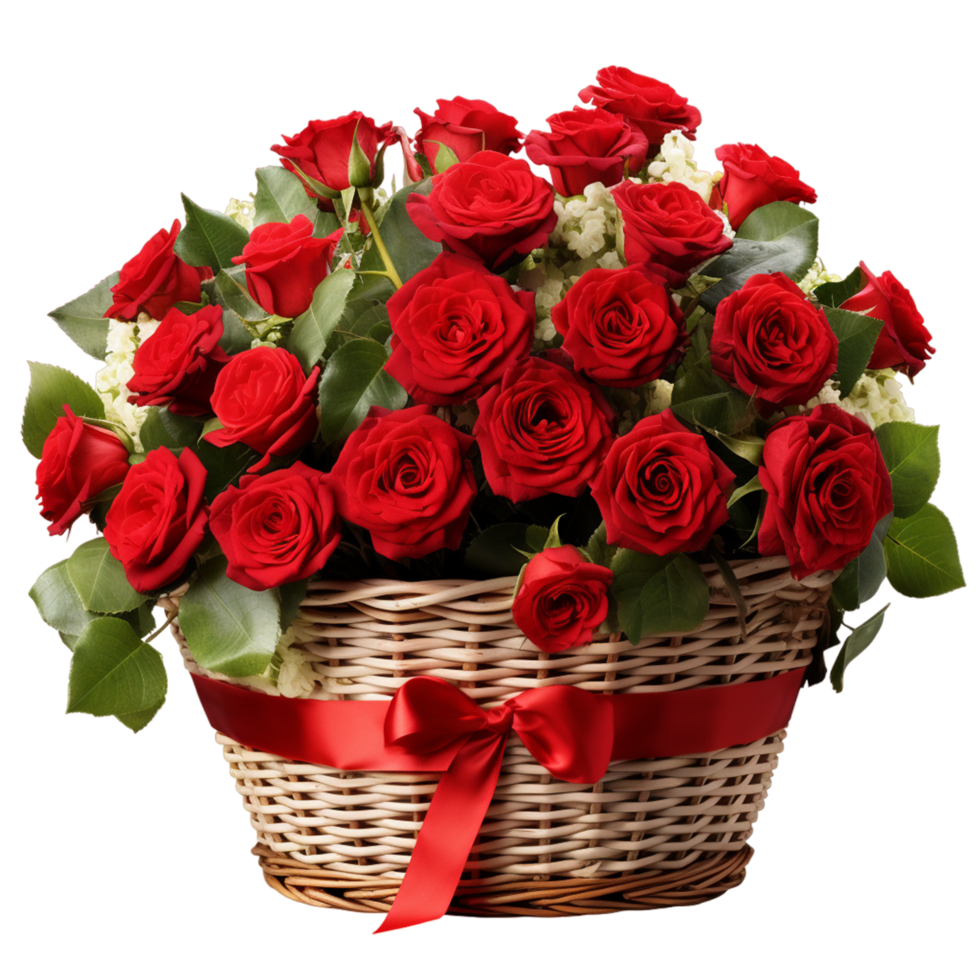 AI generated Rose Flower Basket Valentines Day png