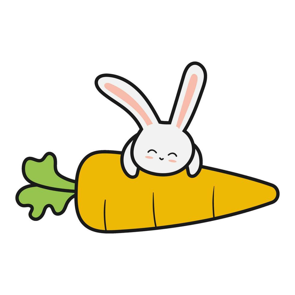 bunny with carrot illustration vector