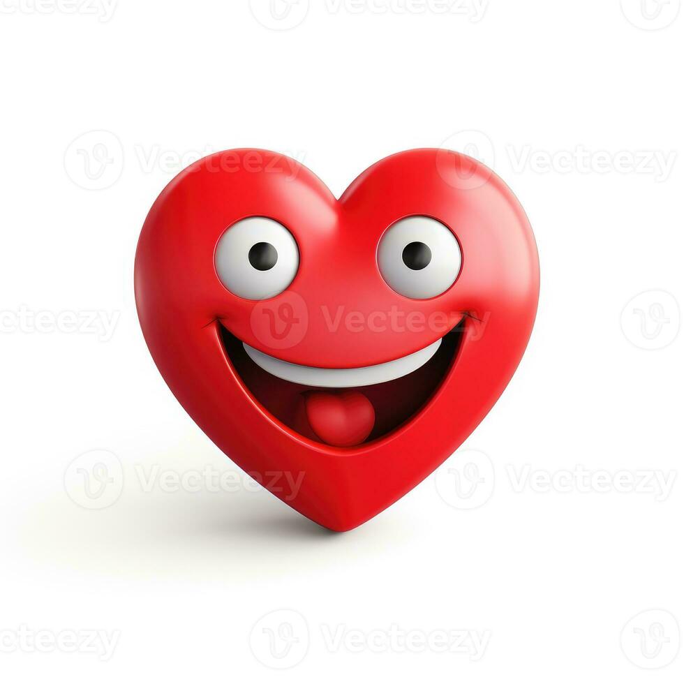 AI generated Cartoon style red heart emoji isolated white background photo