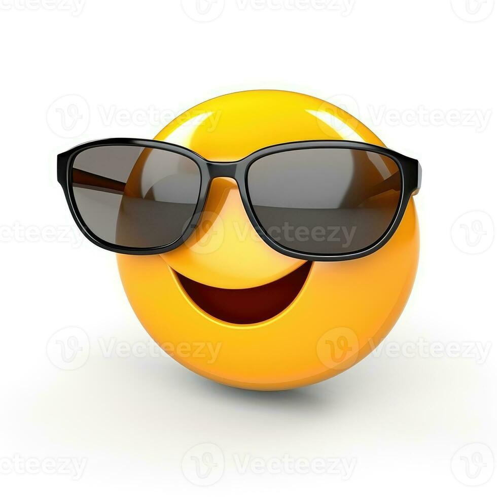 AI generated Smiling emoji with sunglasses isolated on white background photo