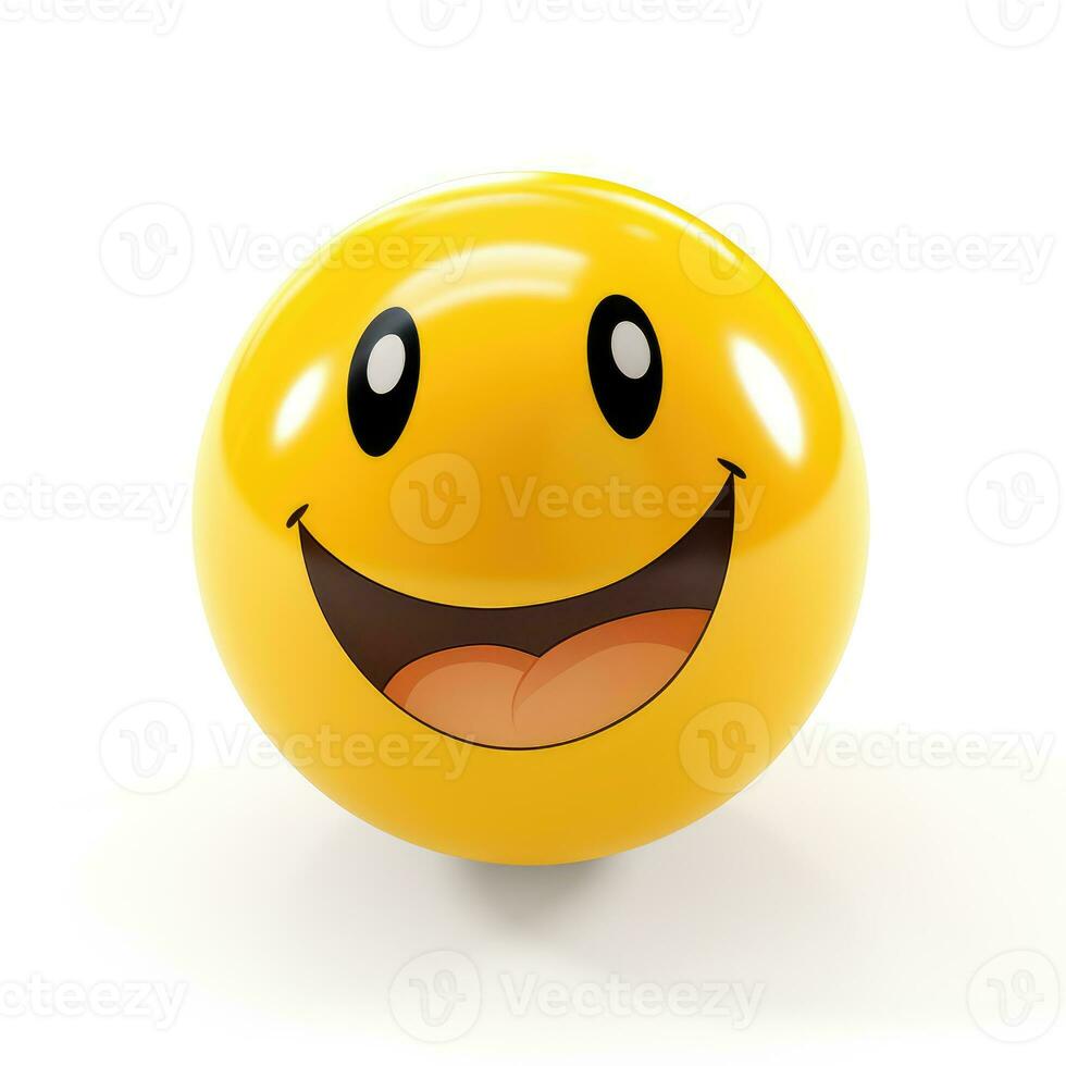 AI generated Smiling Yellow Emoticon Face Emoji Isolated on White Background photo