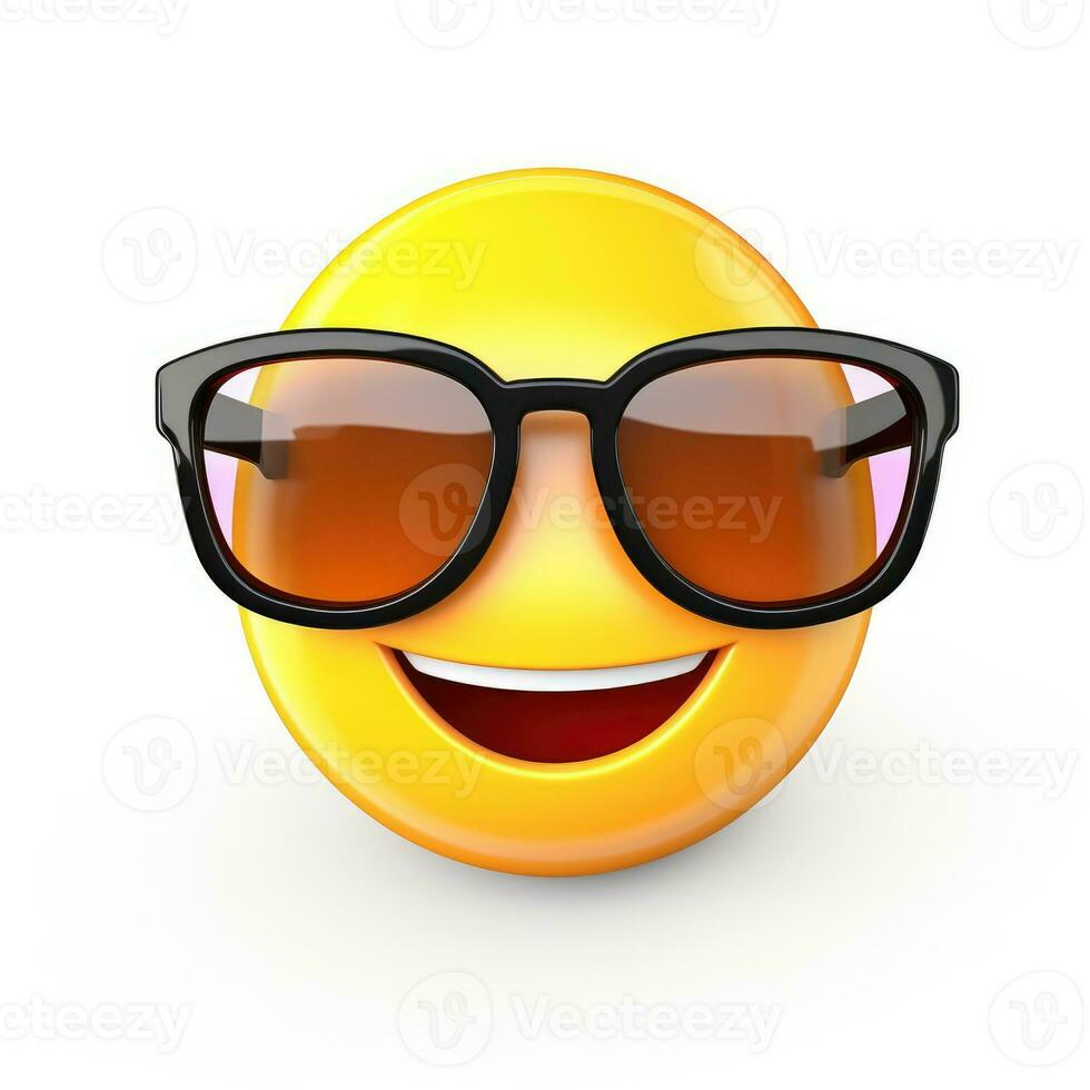 AI generated Smiling emoji with sunglasses isolated on white background photo