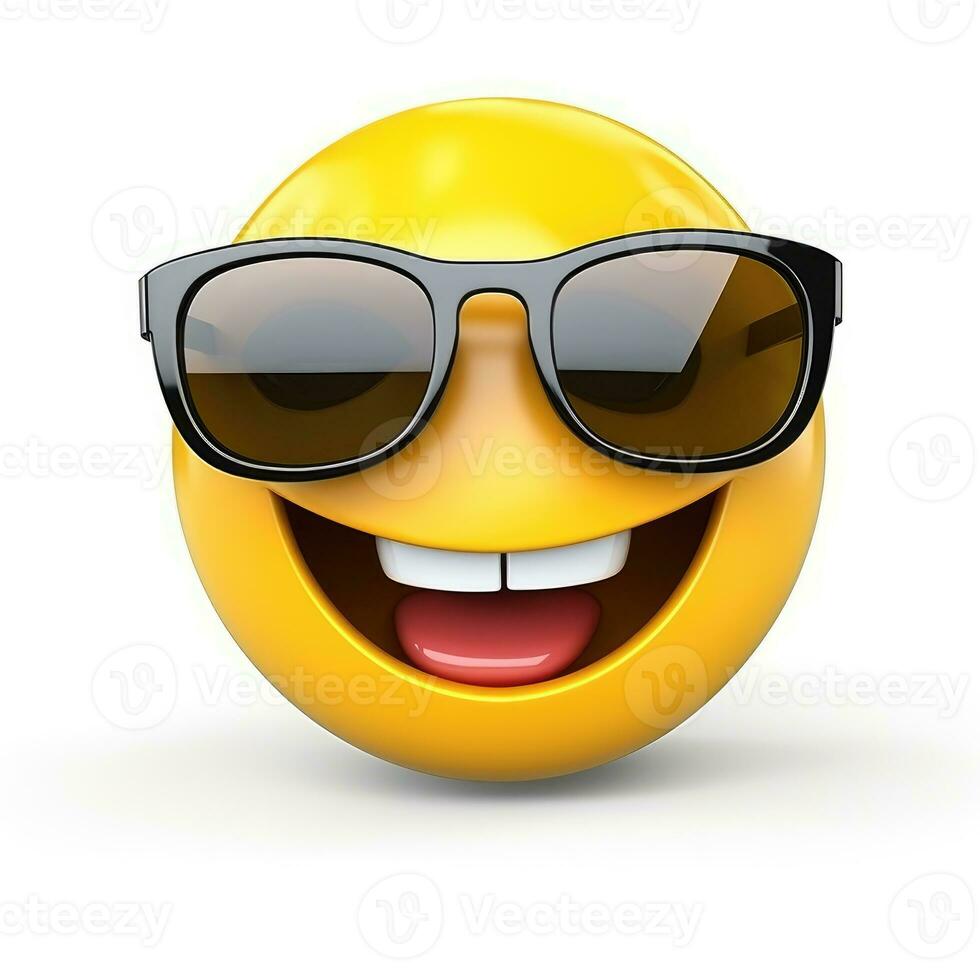 AI generated Smiling emoji with sunglasses isolated on white background photo