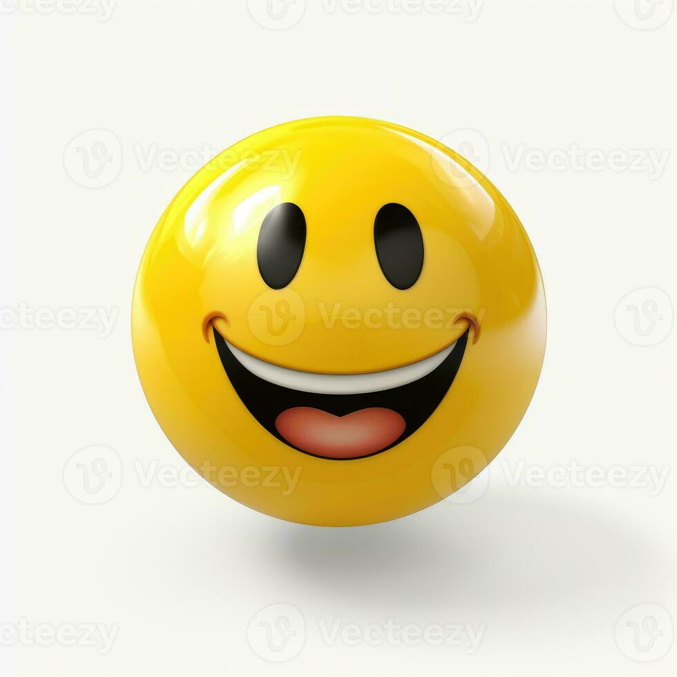 AI generated Smiling Yellow Emoticon Face Emoji Isolated on White Background photo