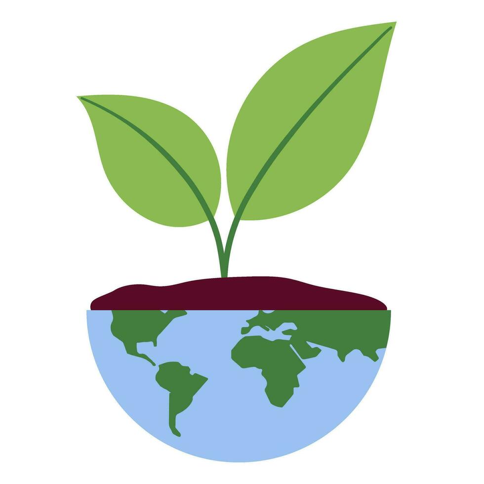 earth with plant earth day vector