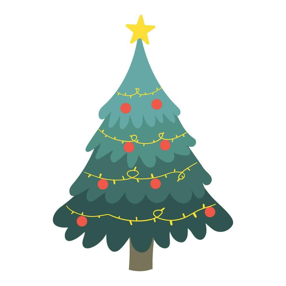 christmas tree with ornaments vector illustration