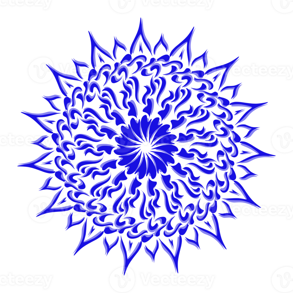 blauw tribal mandala icoon met schaduw. perfect voor logo's, pictogrammen, artikelen, tatoeages, stickers, affiches, spandoeken, kleren, hoeden png