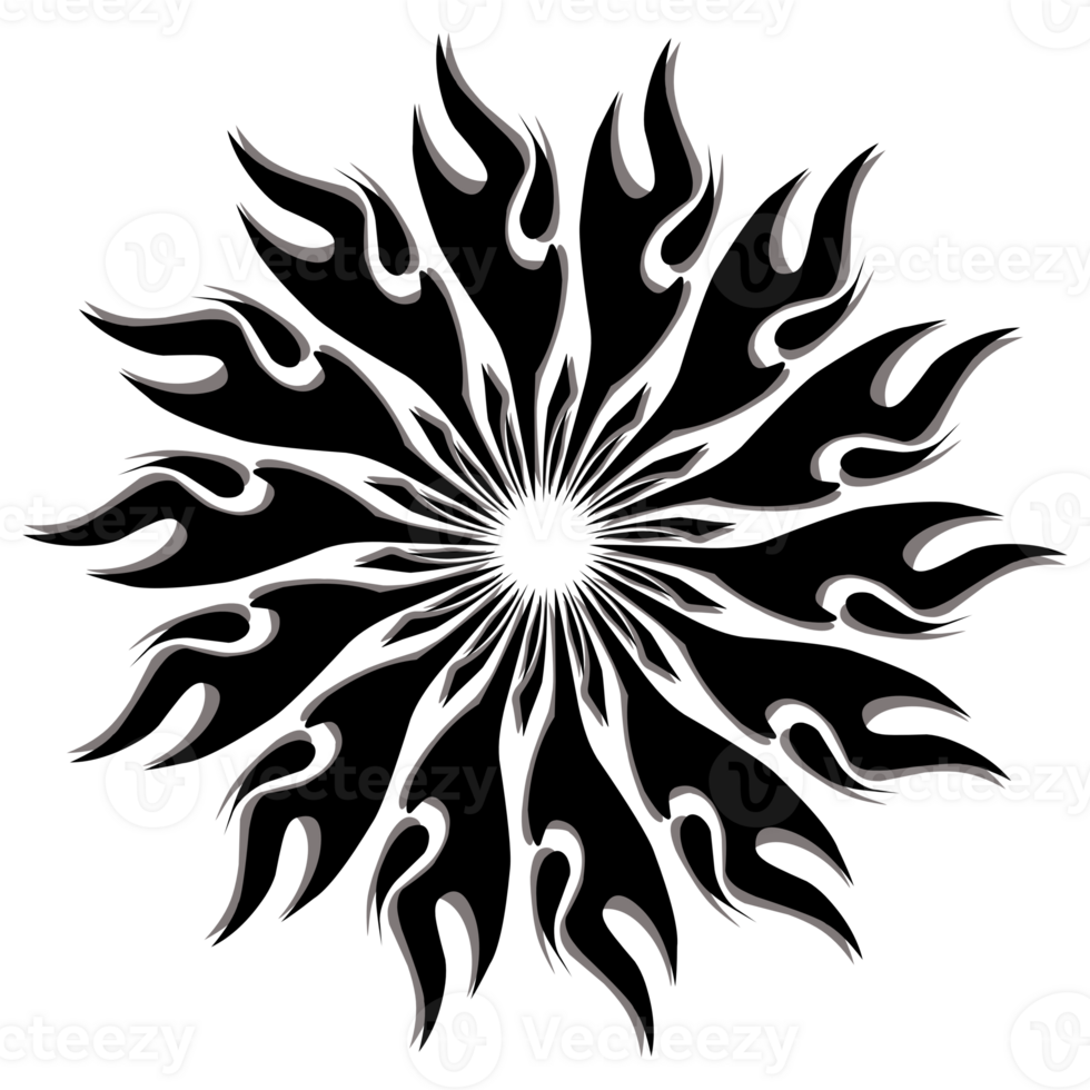 svart stam- mandala ikon med skugga. perfekt för logotyper, ikoner, föremål, tatueringar, klistermärken, affischer, banderoller, kläder, hattar png