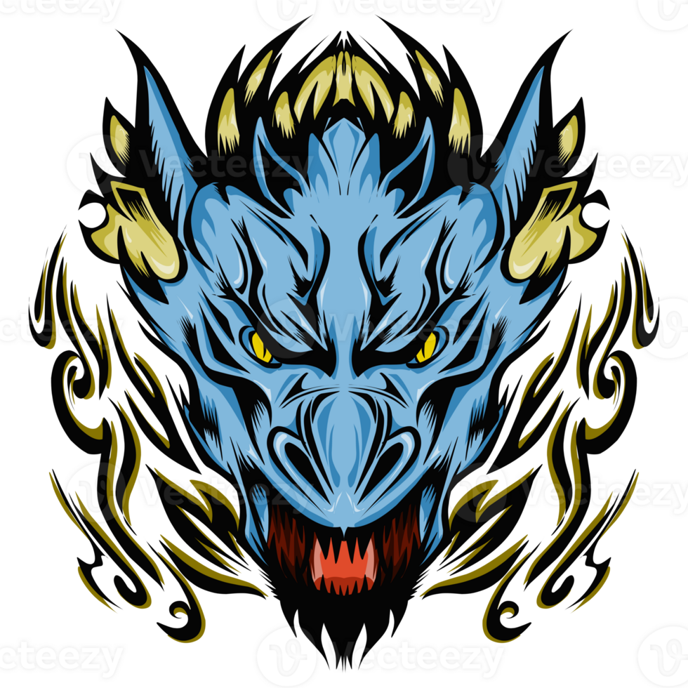 Tribal head mascot dragon sticker illustration. Perfect for tattoos, stickers, hats, clothes, logos, icons png