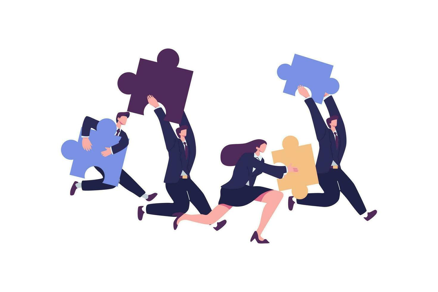 jigsaw puzzles are great element of team work and search for ideas. business teamwork together people connect puzzle elements vector