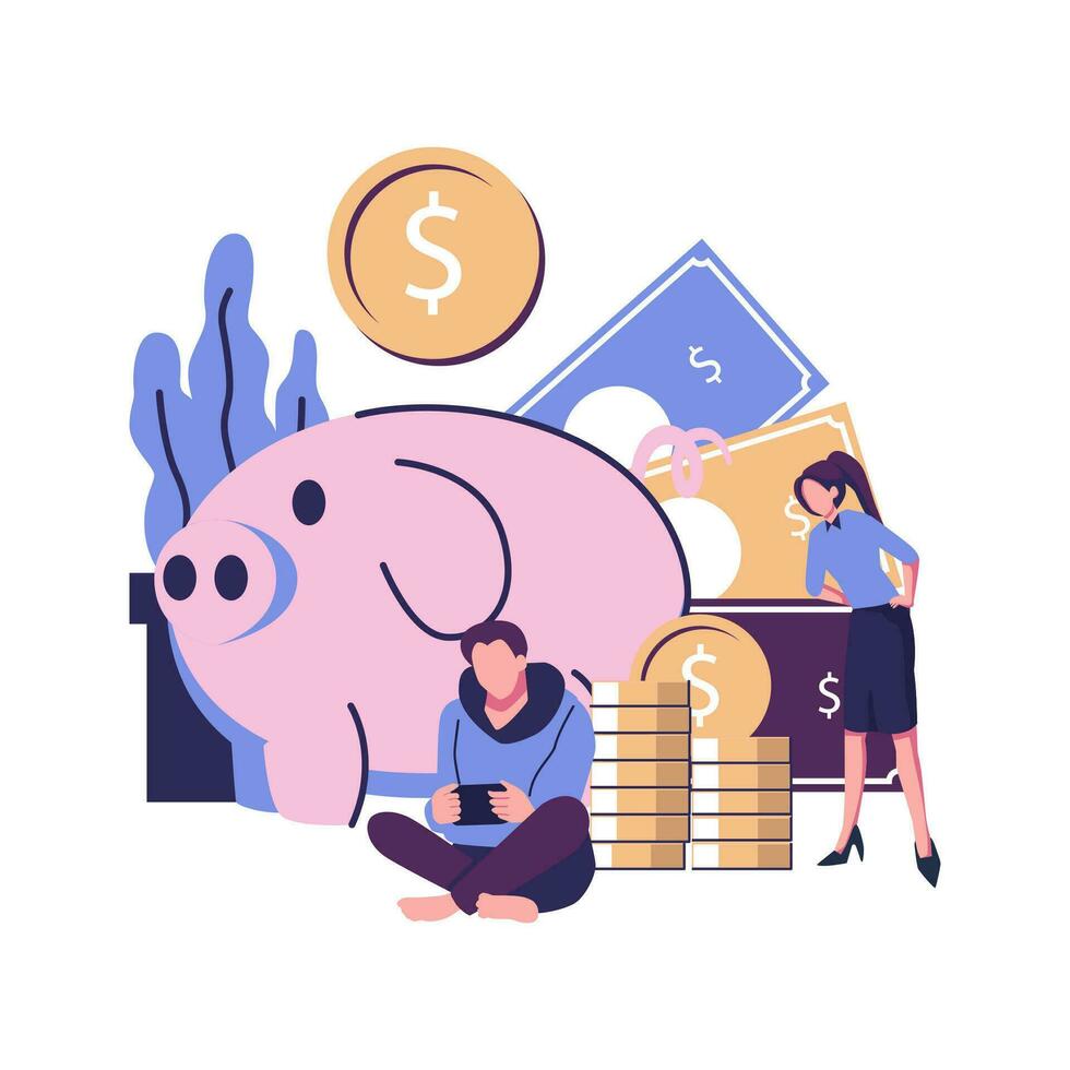 a large piggy bank in the form of a piglet on a white background, financial services flat vector illustration